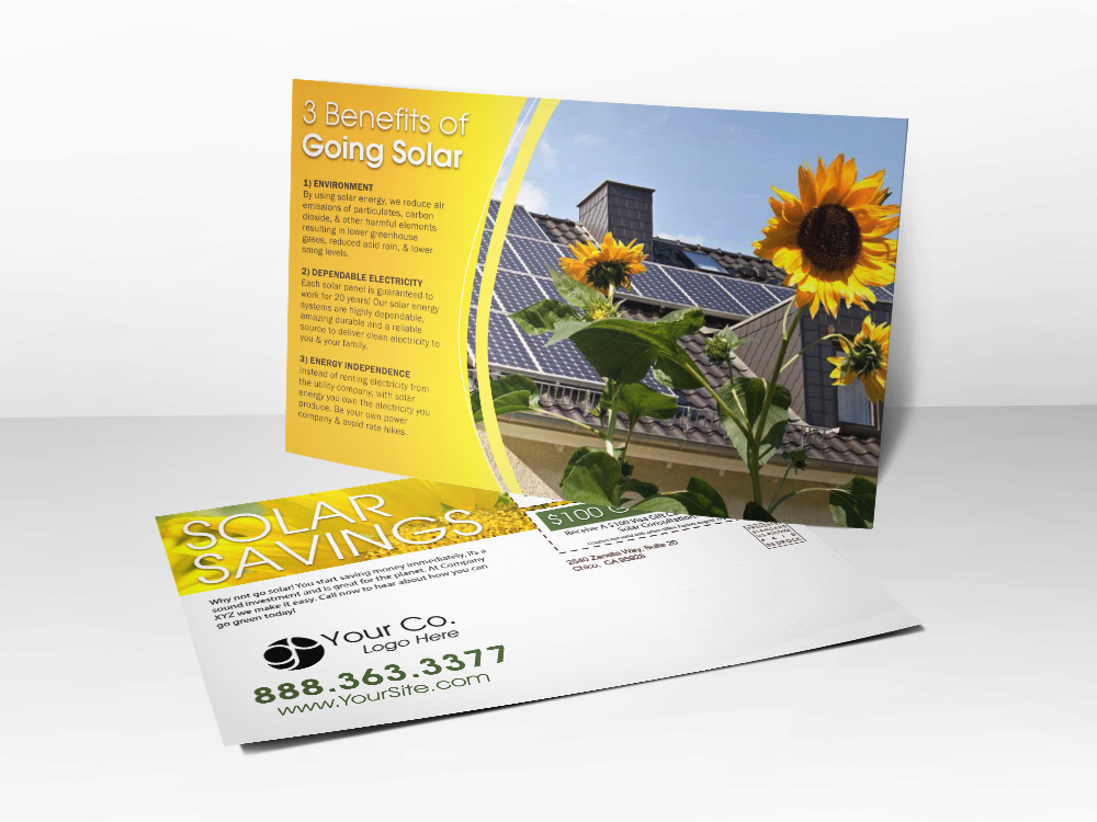 'Sunflower Solar' Postcard - Front & Back