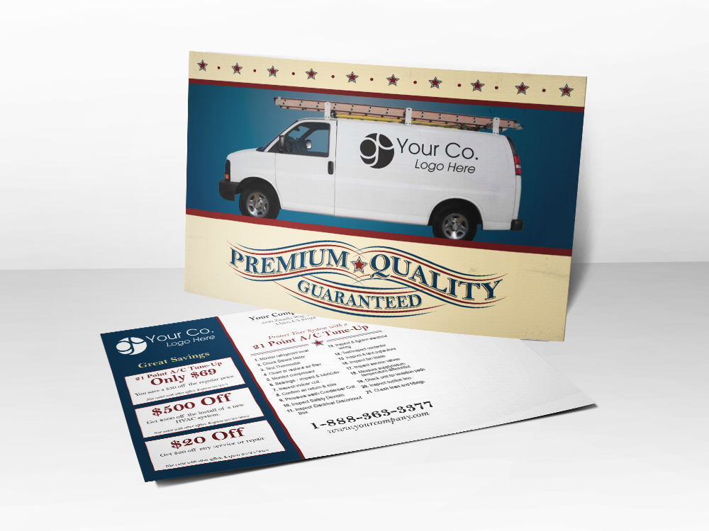 'Premium Quality' Service Van HVAC Postcard - Front & Back