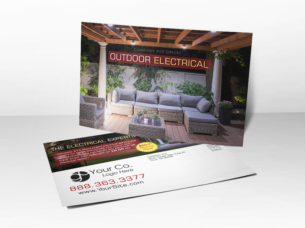 'Outdoor Electrical' Electrician Postcard - Front & Back