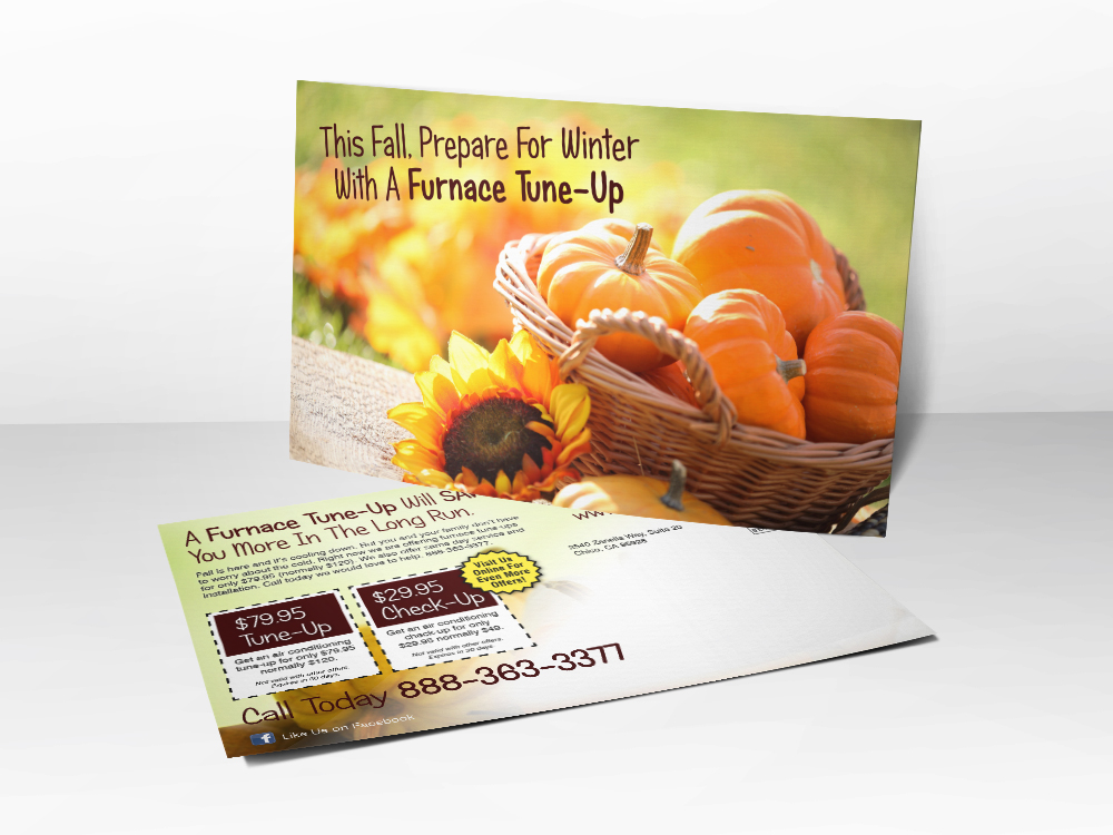 'Ready for WInter?..' Pumpkin HVAC Postcard - Front & Back